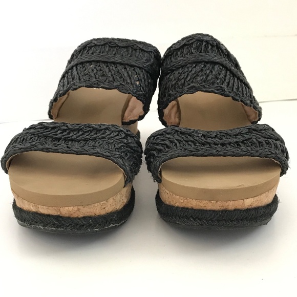 YELLOW BOX Wedge Platform Sandals Black Adalee Women’s Size 8 - Picture 6 of 16